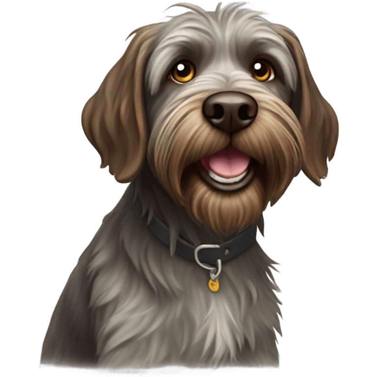 Wire haired pointing griffon smiling wide emoji