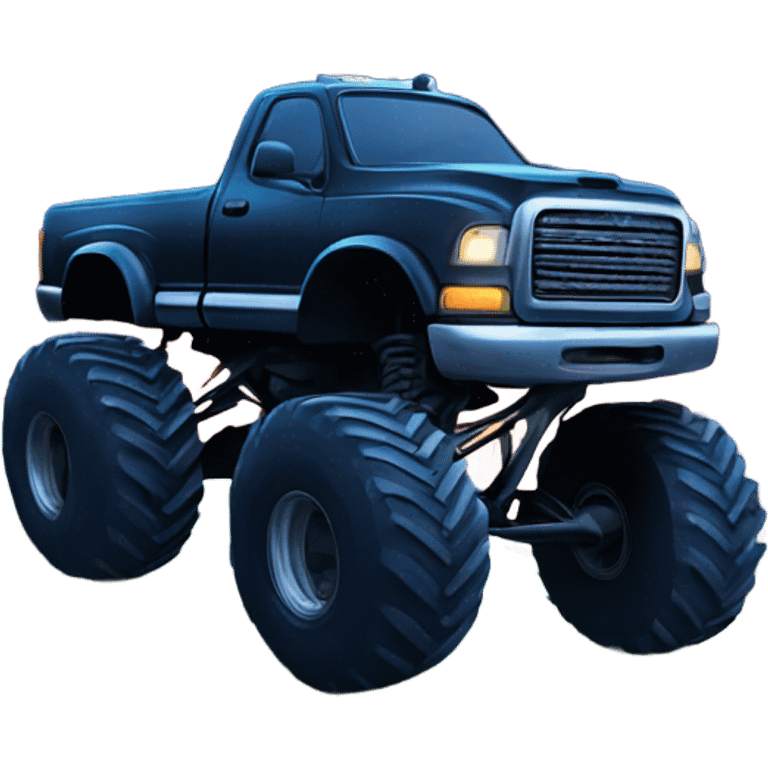 Monster truck on hill at night emoji