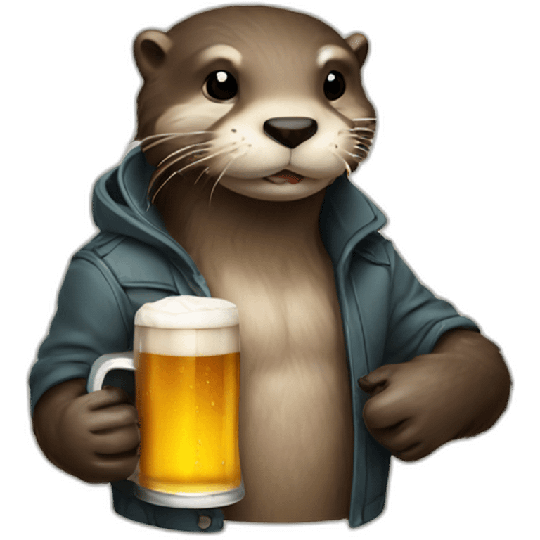 Badass otter serving beer emoji