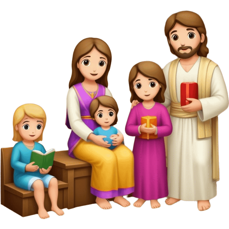 Devotional Christ with family in house emoji