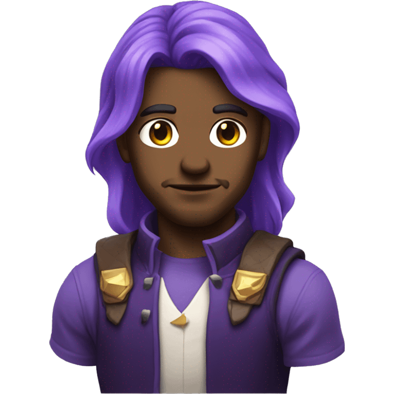 Video game character with long hair man purple hair NO beard emoji