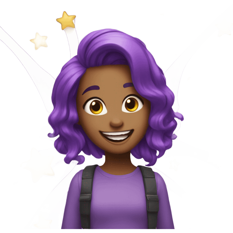 Purple haired girl with celebrating  emoji