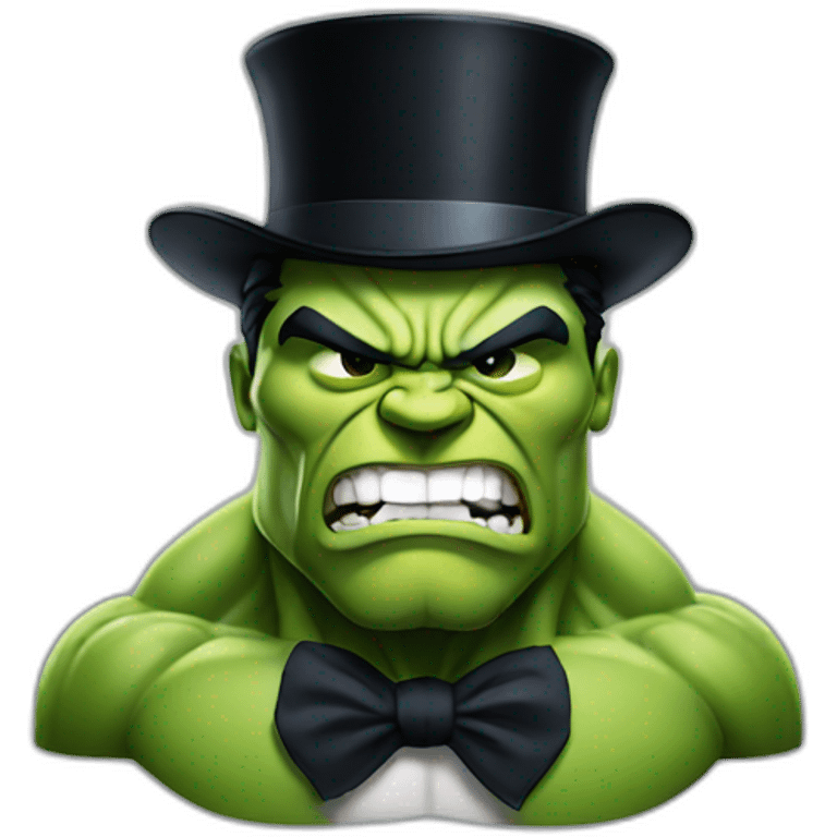 Hulk with a top hat emoji