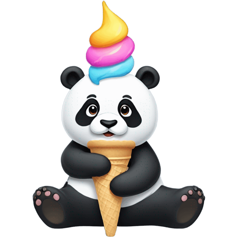 Panda eating ice cream emoji