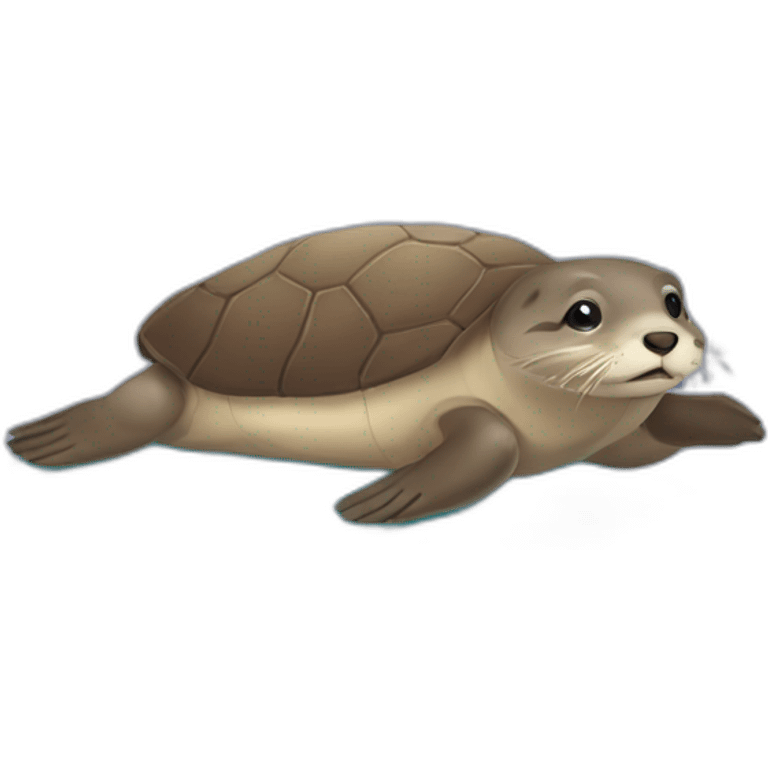 Une loutre sur une tortue emoji