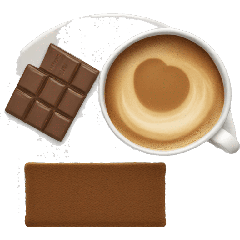 Top view coffee and protein bar on a small plate  emoji