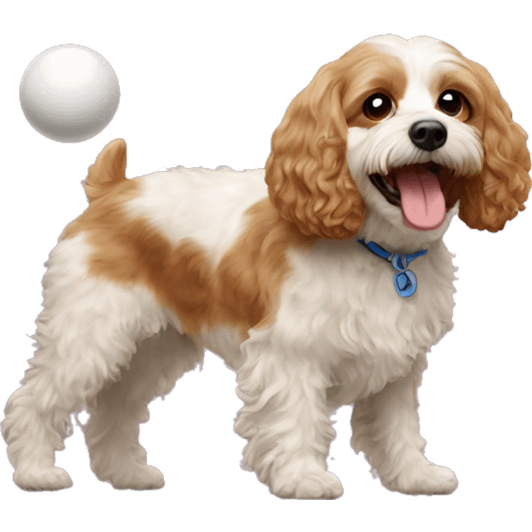 Cavapoo with ball emoji