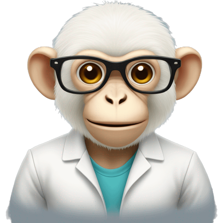 Albino monkey with run glasses emoji