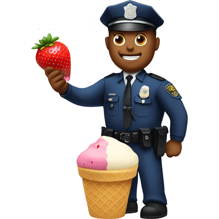 Police man ice cream blueberries and strawberry  emoji