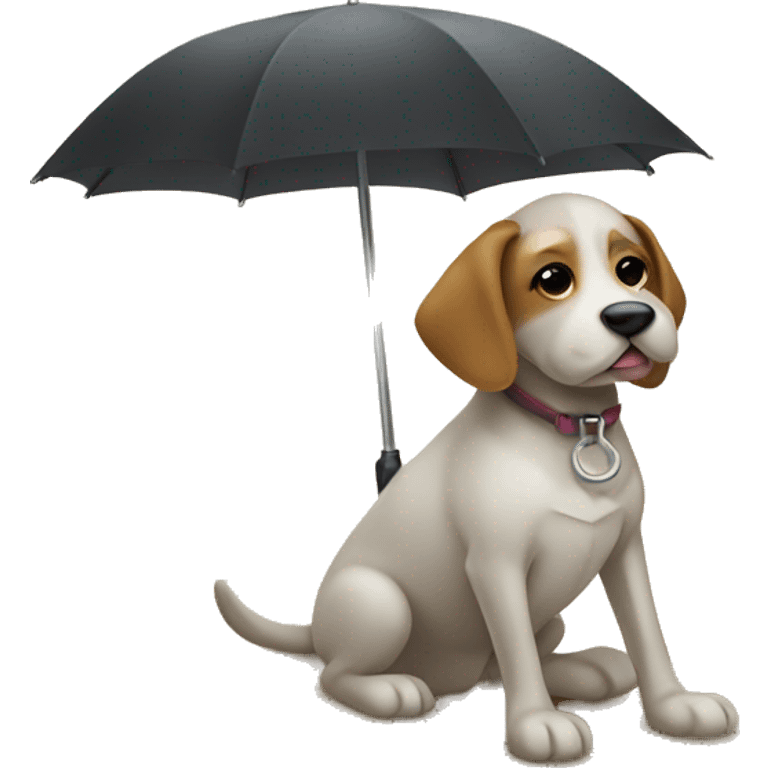 Dog sitting on a beach under an umbrella emoji