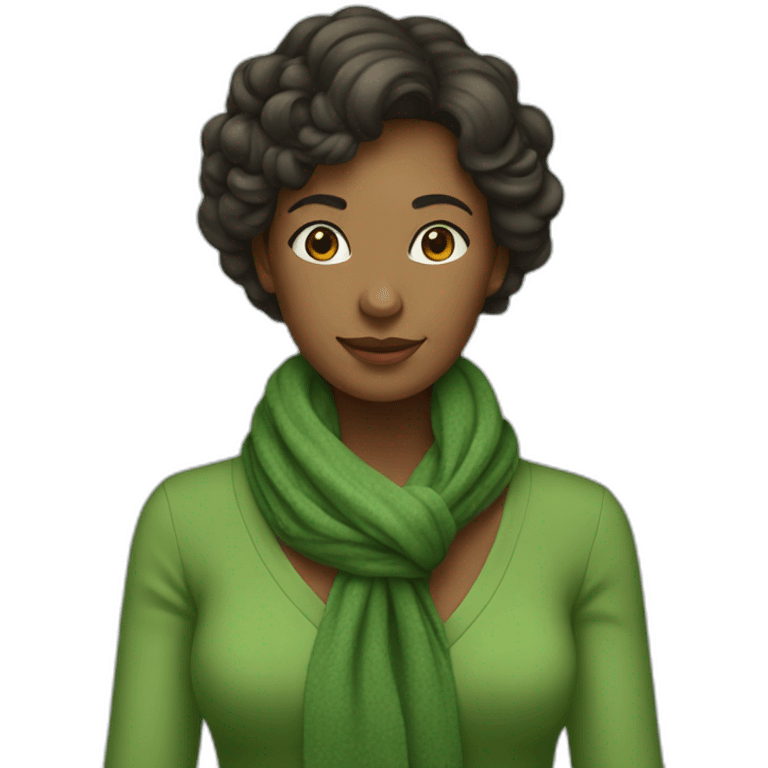 Mom with British on the scarf and green dress emoji