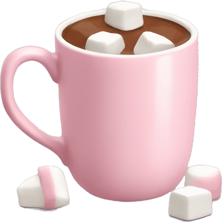 Light Pink mug of hot chocolate with marshmallows  emoji