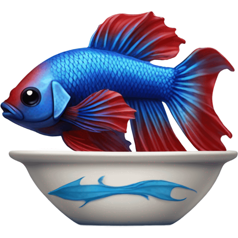 Red and blue betta fish with sauce  emoji