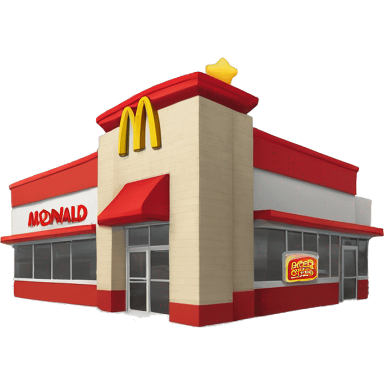 “McDonald’s store with the iconic golden arches, a red and yellow color scheme, and a simple, recognizable design that captures the essence of a fast food restaurant.” emoji