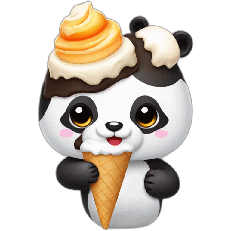 Panda eating ice cream and is orange emoji