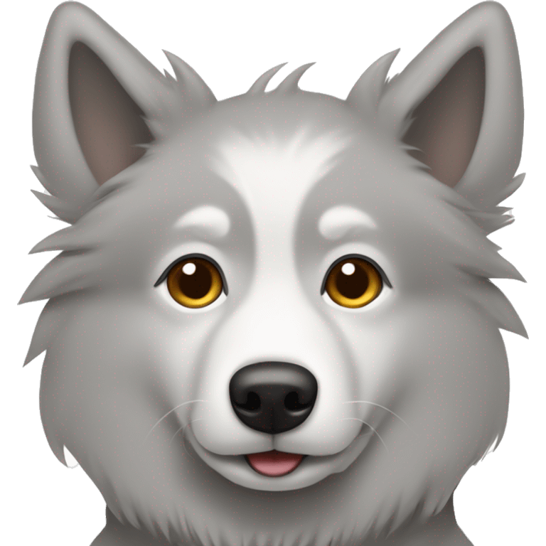 Dark Grey American Eskimo dog with folded ears emoji