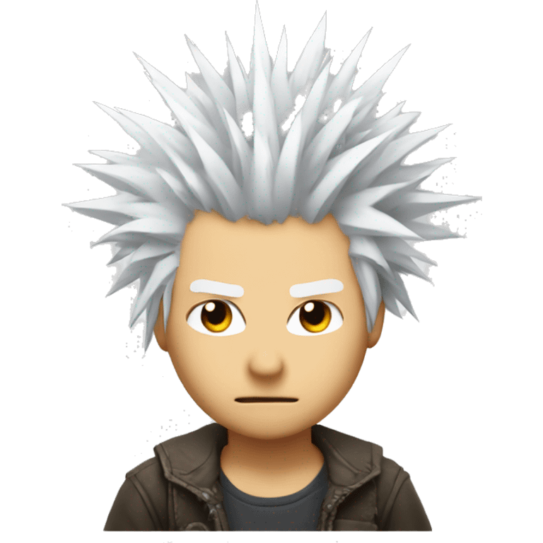 spiky white hair and blindfod emoji