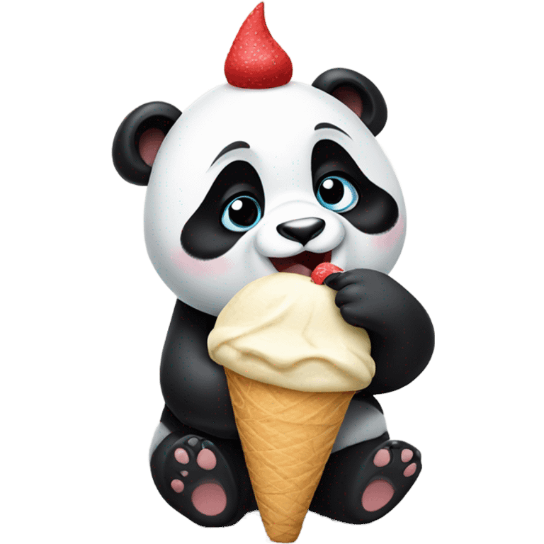 Panda eating ice cream emoji