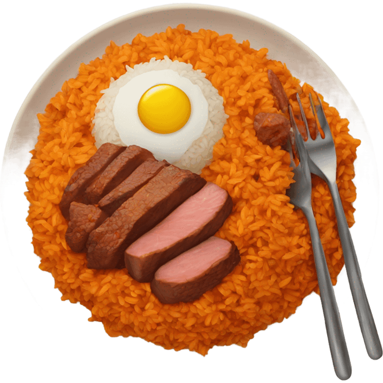 Plate with Jollof rice and meat  emoji