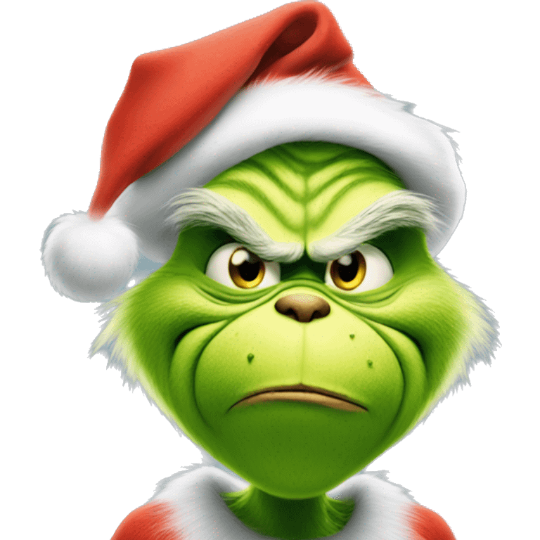 The Grinch wearing a Santa hat emoji