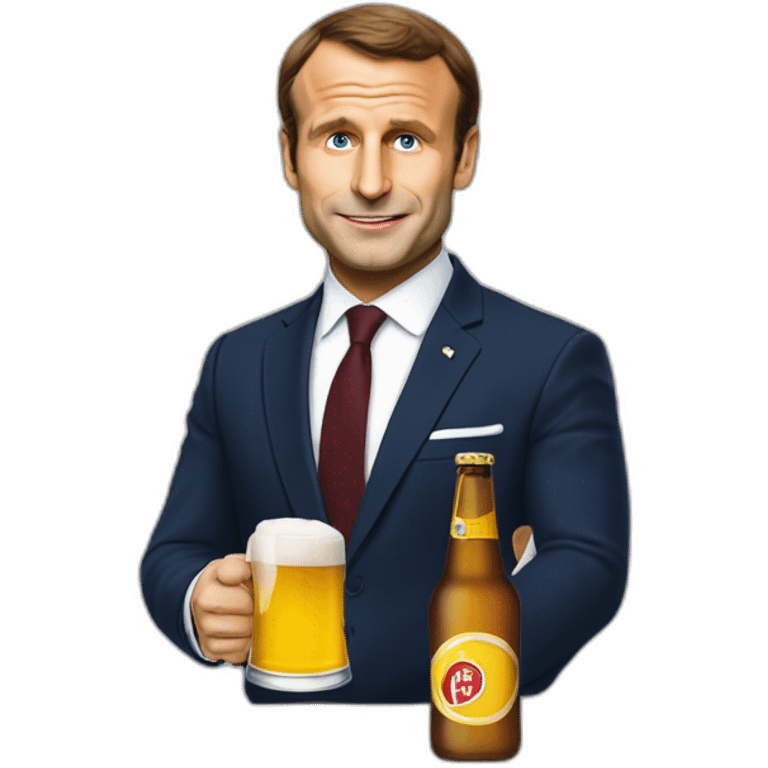 Macron buvant une bière emoji