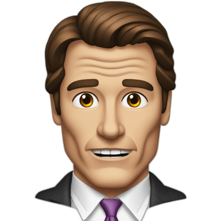 Patrick bateman, square jaw, grimace emoji