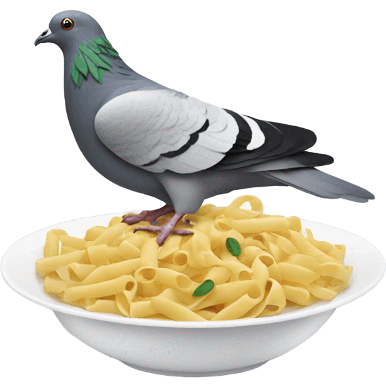 Pigeon eating pasta  emoji