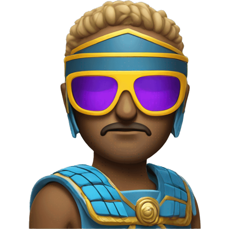 roman gladiator wearing modern neon racing sunglasses emoji