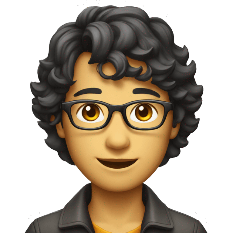 mayun,Smiling Glasses Suit Short Hair Round Face emoji