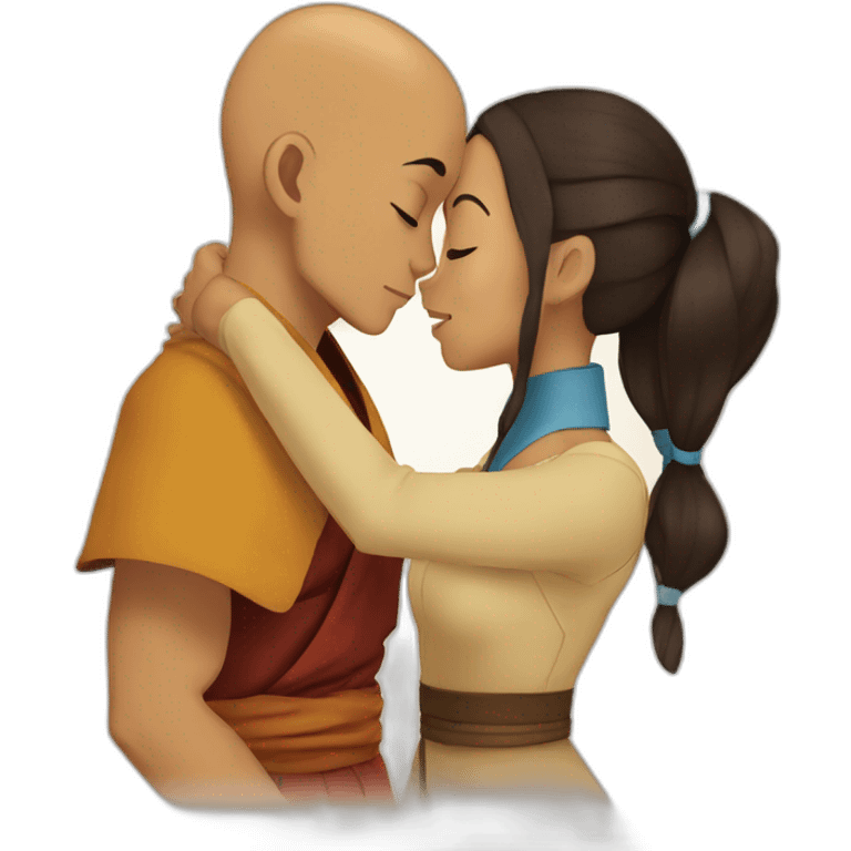 avatar aang and katara kissing emoji