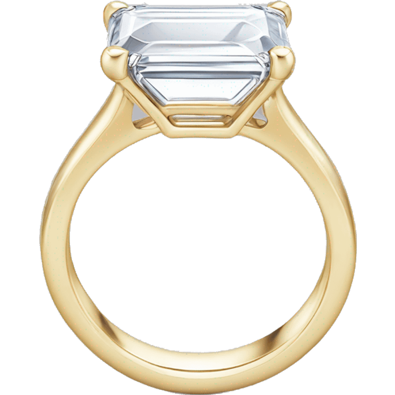 Emerald cut diamond ring with bezel and plain band emoji