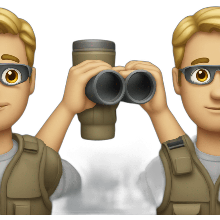 a man holding and looking through binoculars emoji