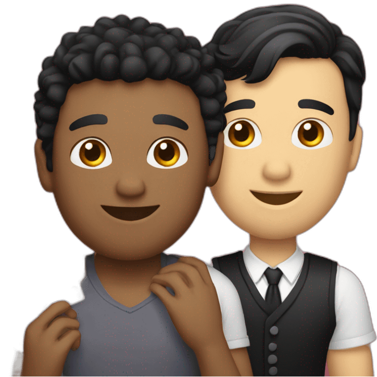 Gay couple, 1 guy Latino black straight black hair and 1 Australian white guy with blonde slightly curly hair playing cards emoji