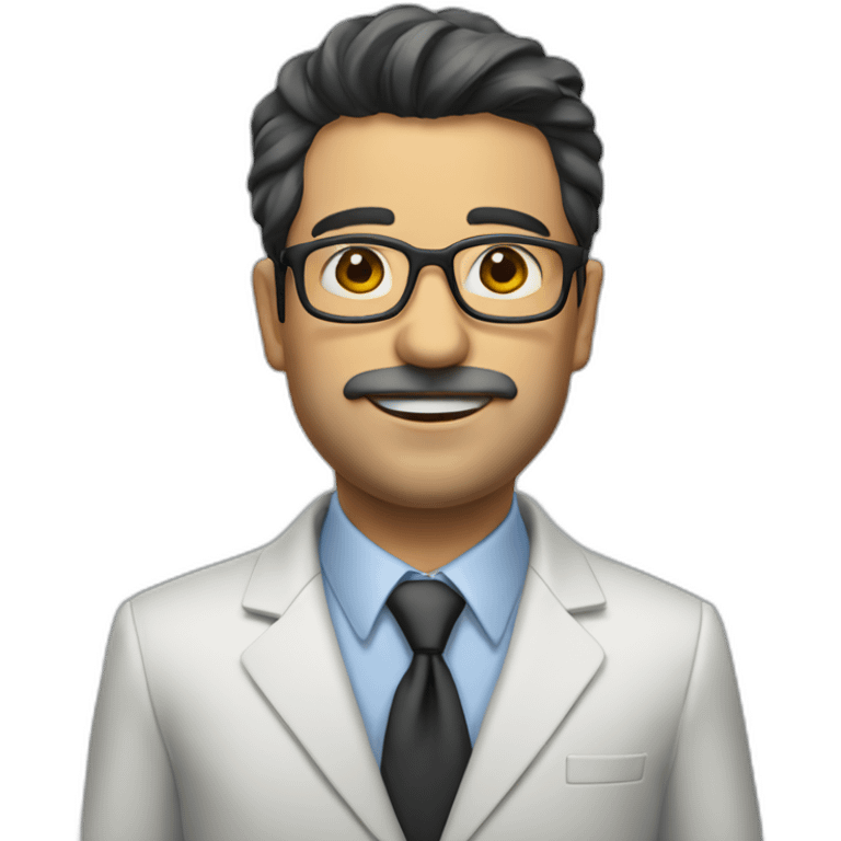 Matías prats with glasses and suit emoji