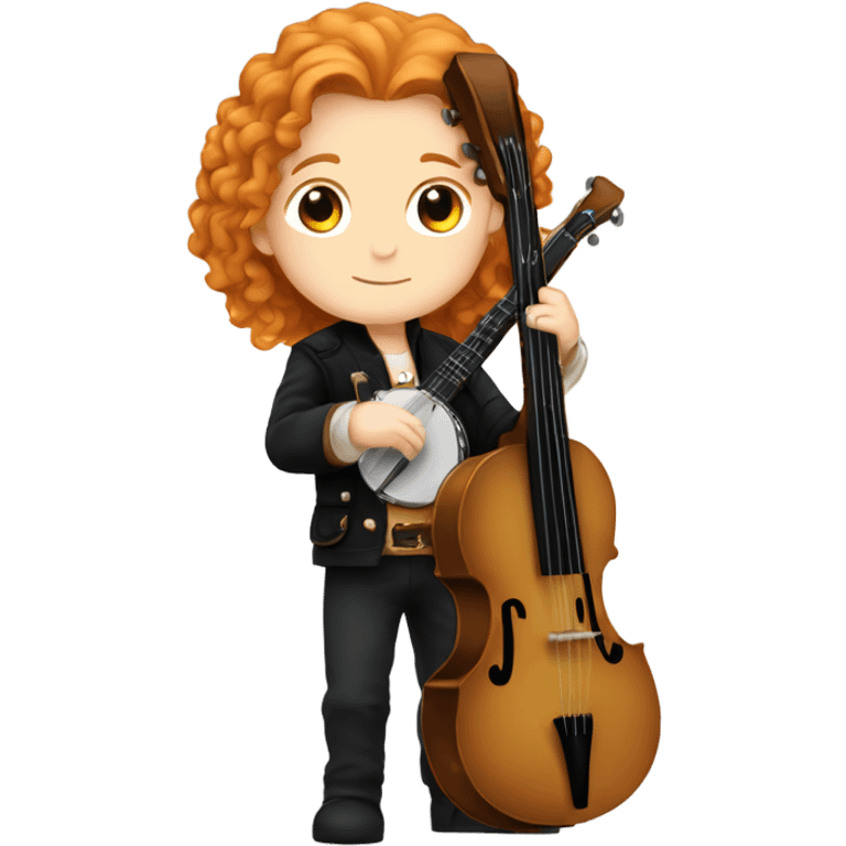 Antonio Vivaldi adult ginger hair chibi standing banjo  emoji