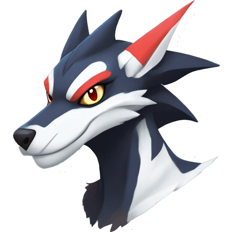 Black Cool Edgy Anthro Noivern-Nargacuga-Silvally-Sergal-Garchomp-Fakémon  with White and Red Edgy markings emoji