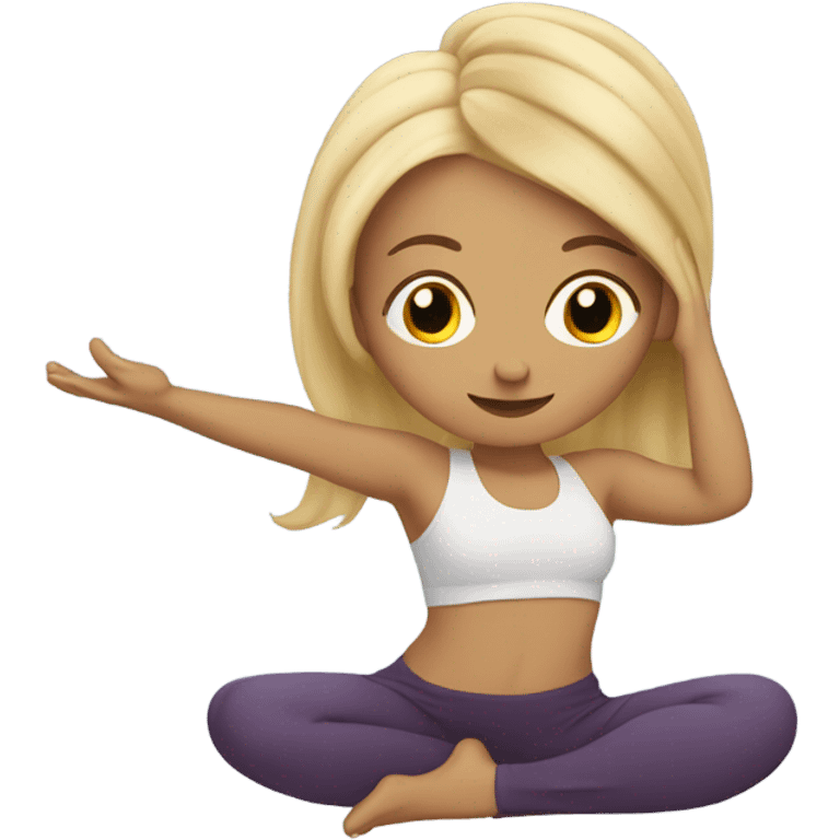 A girl with long blonde hair doing yoga emoji