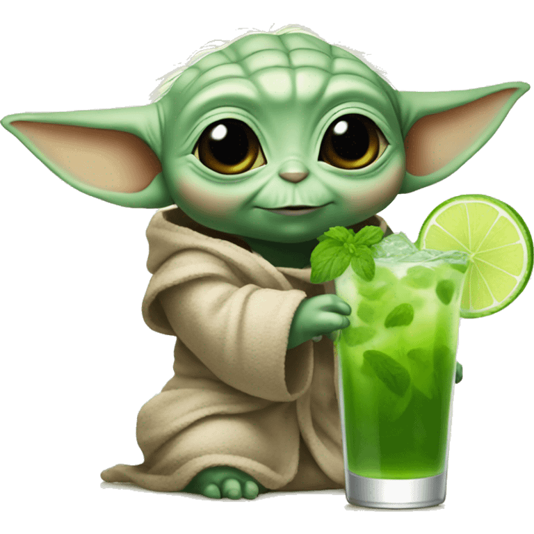 baby Yoda drinking mojito emoji