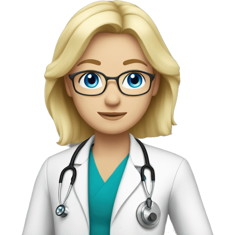 Blonde haired blue eyed doctor emoji