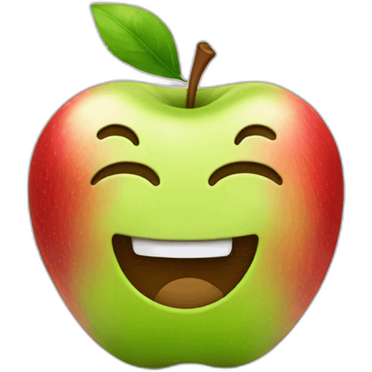 apple with a smile emoji