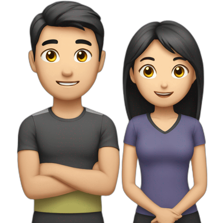 couple asian training together emoji