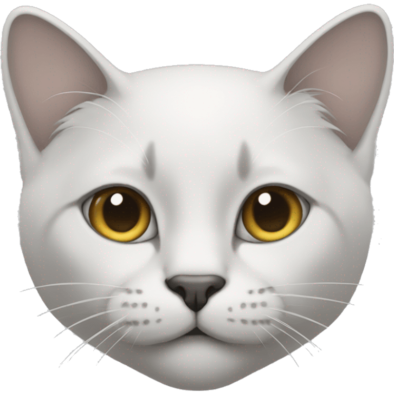 cat whose nose and the middle of its face are white and the rest of it is gray emoji