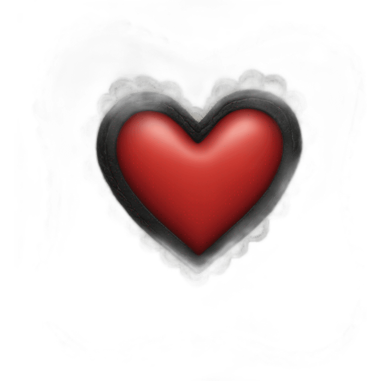 black leather heart with red lace overlay emoji