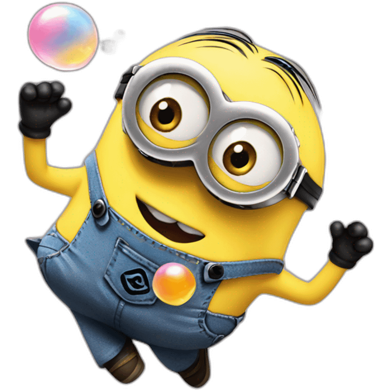 baby minion and minion blowing bubble gum emoji