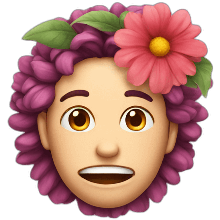 grimacing face but with flower in hair emoji