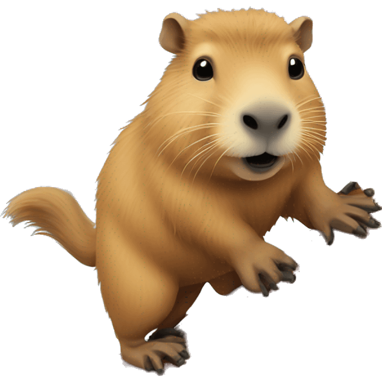 Capybara snowboarding emoji