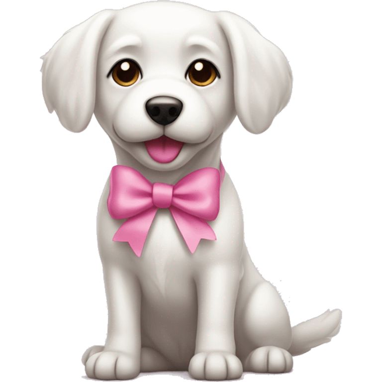 white dog with pink bow  emoji