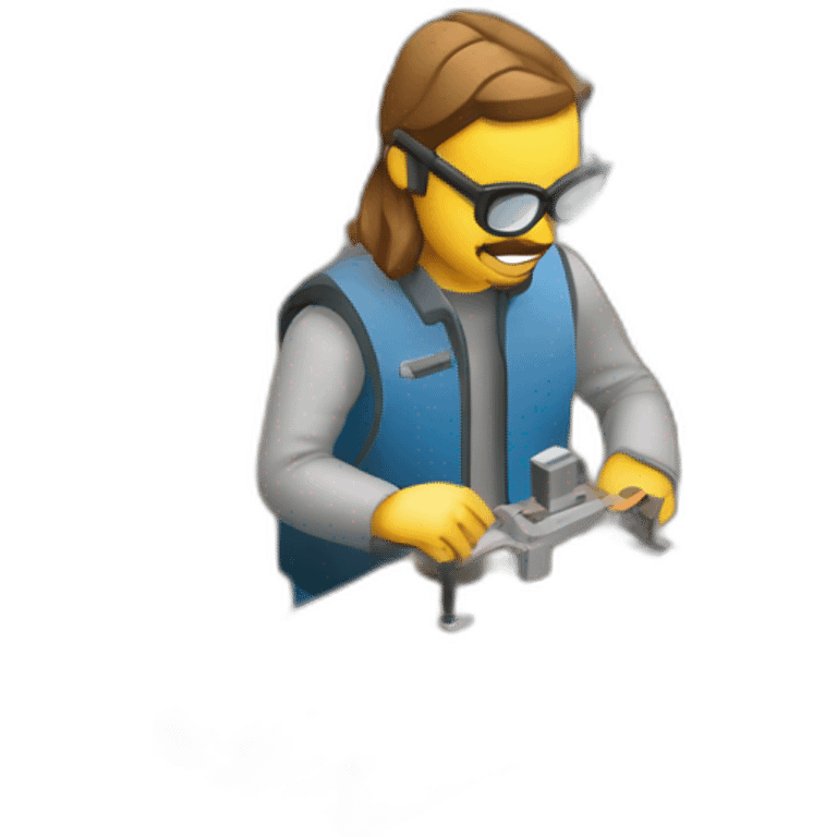 isometric fabricator working in creative workshop cnc machine woodshop metalshop industrial  emoji