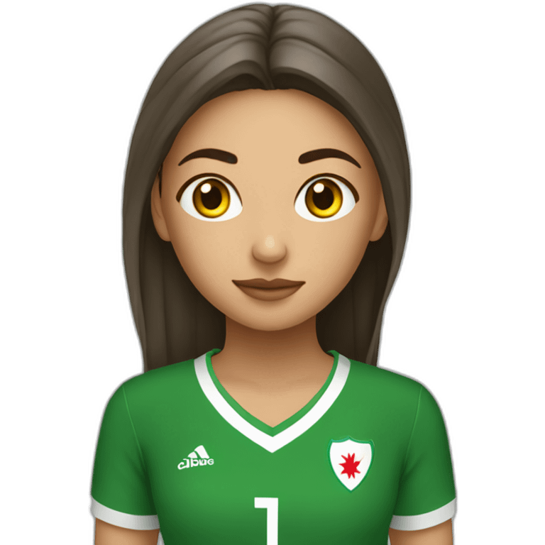 Girl with an algerian soccer jerzey emoji