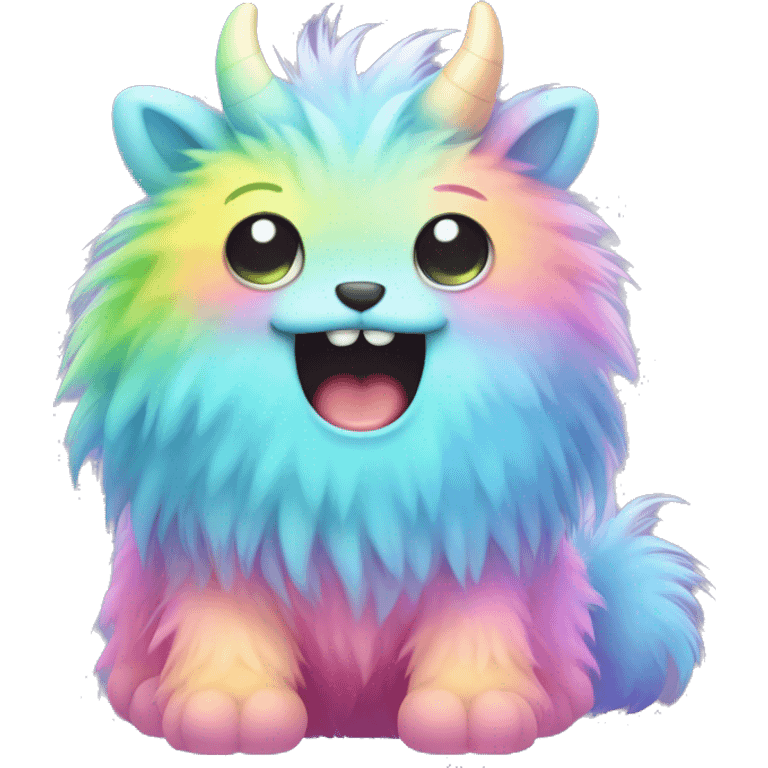 Cute little rainbow pastel furry monster kawaii emoji